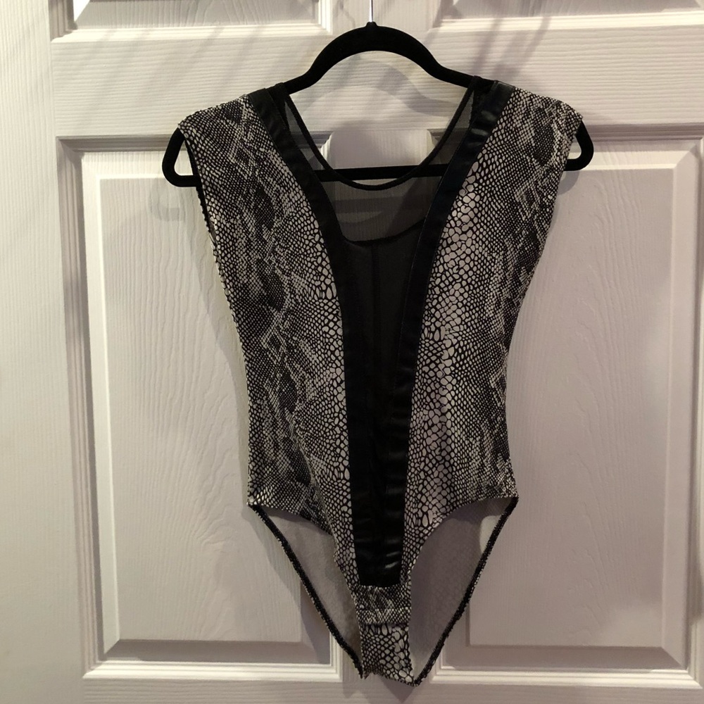 Snakeskin mesh bodysuit